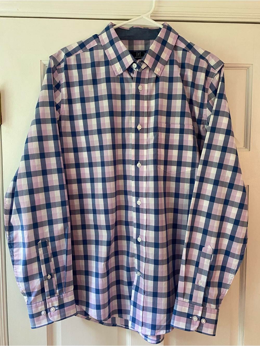 New. No tag GEORGE Mens MED Summer Checked Classic Fit Lg Sleeve No Iron Shirt.